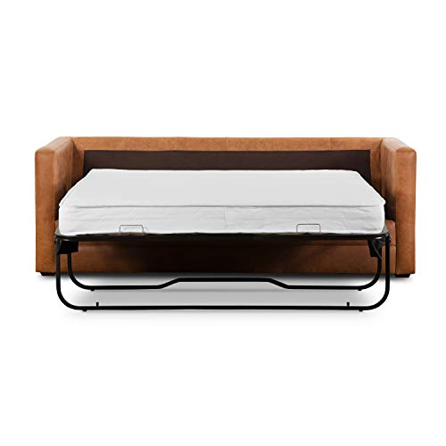 Cognac Tan Italian Leather Pull-Out Sofa