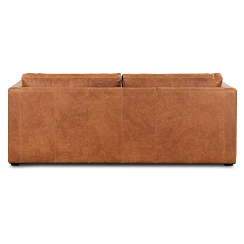 Cognac Tan Italian Leather Pull-Out Sofa