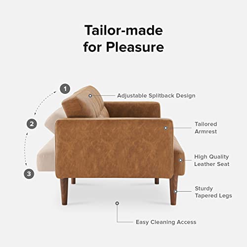 Mopio Aaron Small Futon Sofa in Pecan Brown