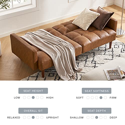 Mopio Aaron Small Futon Sofa in Pecan Brown