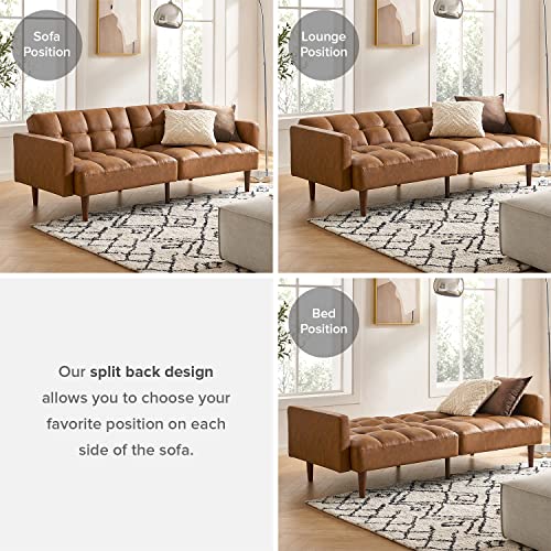 Mopio Aaron Small Futon Sofa in Pecan Brown