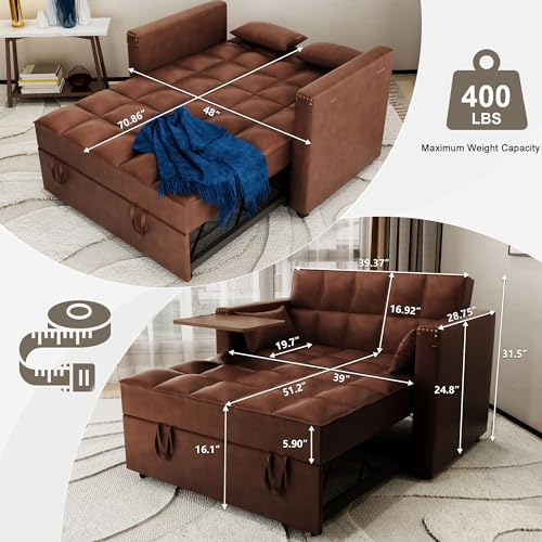 3-in-1 Convertible Sofa Bed with Adjustable Backrest