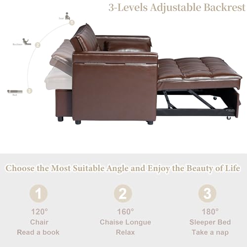 3-in-1 Convertible Sofa Bed with Adjustable Backrest