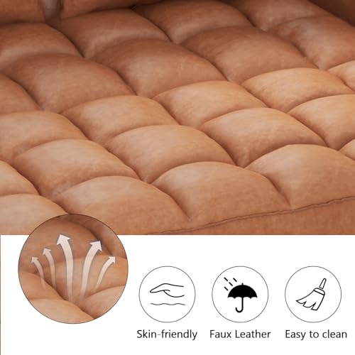 Brown Convertible Faux Leather Sleeper Sofa Bed