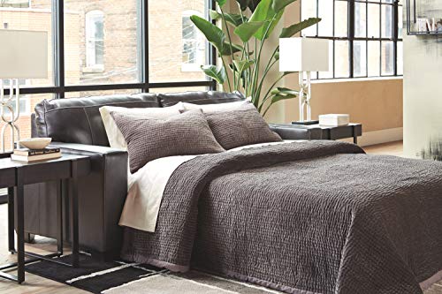 Morelos Contemporary Gray Leather Sleeper Sofa
