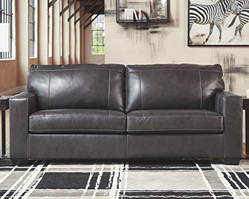 Morelos Contemporary Gray Leather Sleeper Sofa