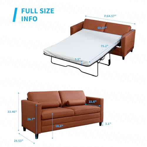 Faux Leather Full Size Pull-Out Sofa Bed