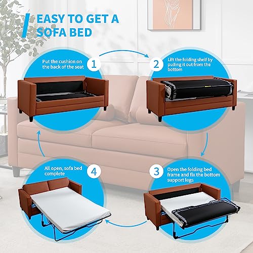 Faux Leather Full Size Pull-Out Sofa Bed