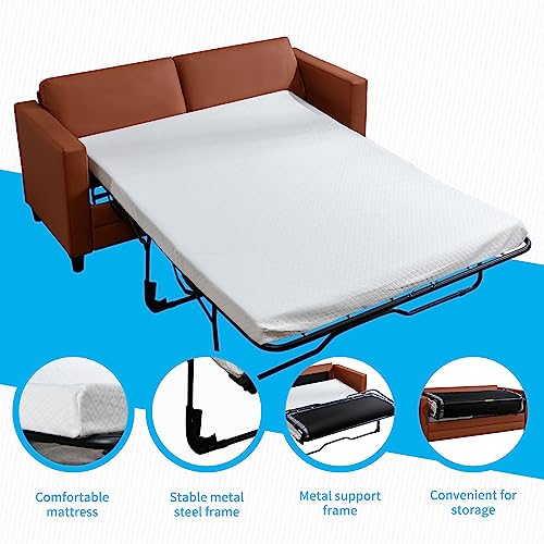 Faux Leather Full Size Pull-Out Sofa Bed