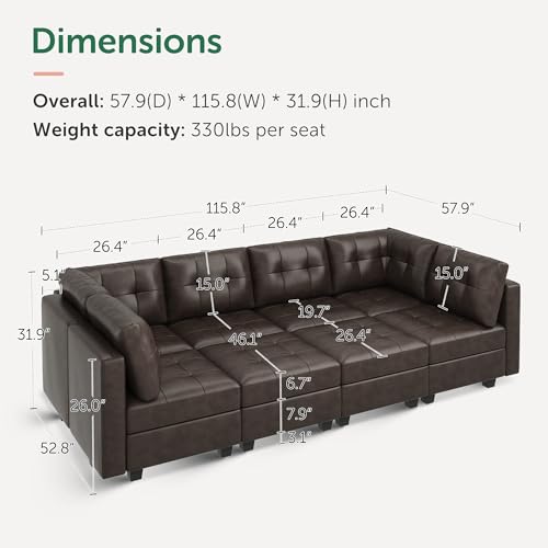 Brown Modular Sectional Sleeper Sofa with Storage