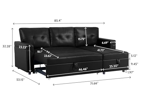 Jenny Tufted Sectional Sofa Bed with Storage