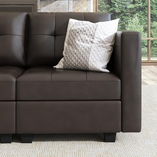 Brown Modular Sectional Sleeper Sofa with Storage