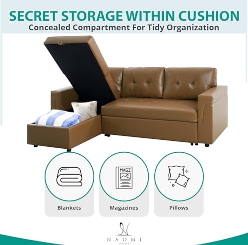 Jenny Tufted Sectional Sofa Bed with Storage