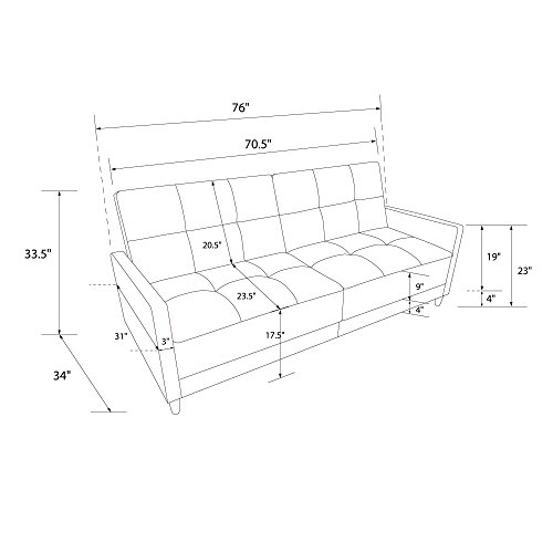 DHP Andora Mid Century Modern Futon Sofa Bed