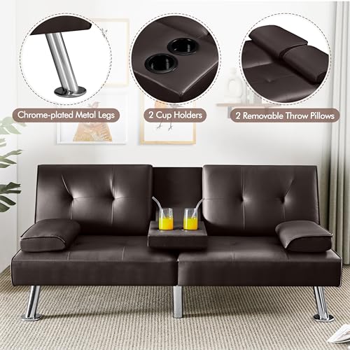Yaheetech Modern Convertible Sleeper Sofa in Espresso