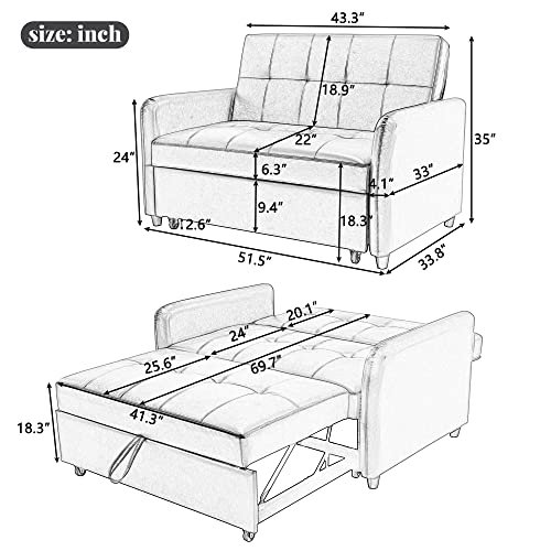 Merax 51.5" Modern Convertible Sleeper Sofa Bed