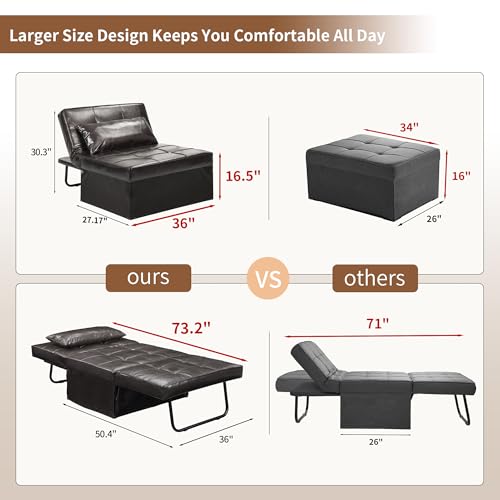 4-in-1 Faux Leather Sofa Bed for Small Spaces