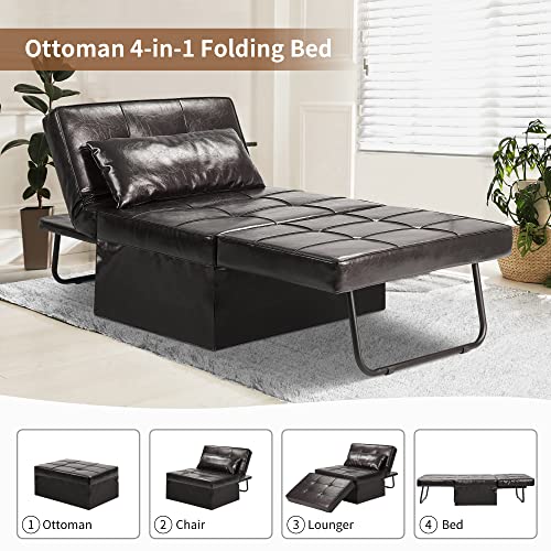 4-in-1 Faux Leather Sofa Bed for Small Spaces