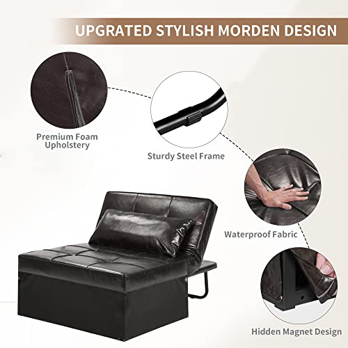 4-in-1 Faux Leather Sofa Bed for Small Spaces