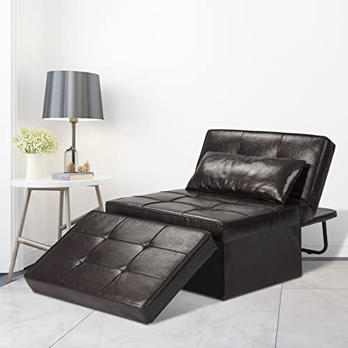 4-in-1 Faux Leather Sofa Bed for Small Spaces