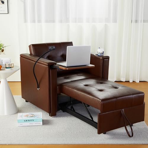 Weselon 3-in-1 Leather Convertible Chair Bed