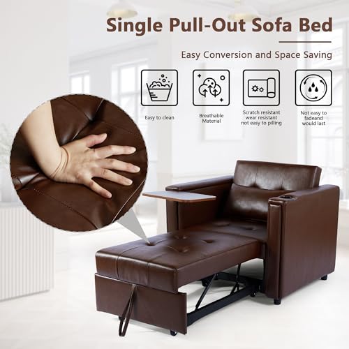 Weselon 3-in-1 Leather Convertible Chair Bed