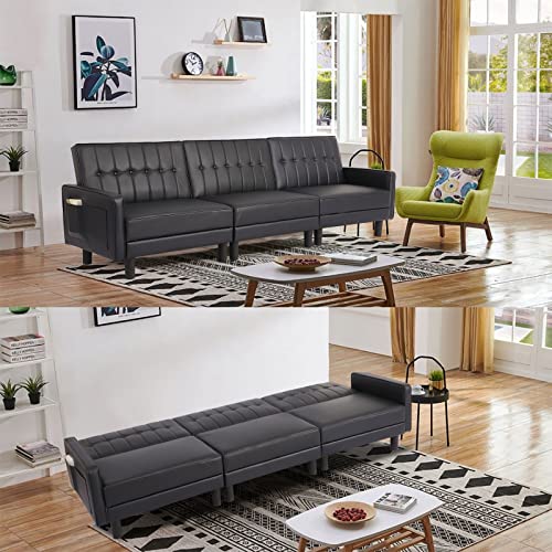 Convertible Futon Sofa Bed with Adjustable Backrest