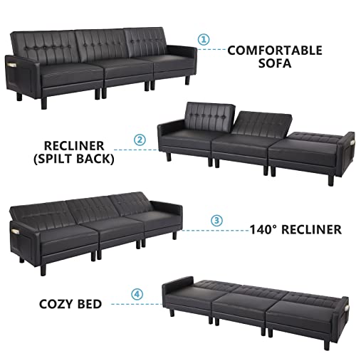 Convertible Futon Sofa Bed with Adjustable Backrest