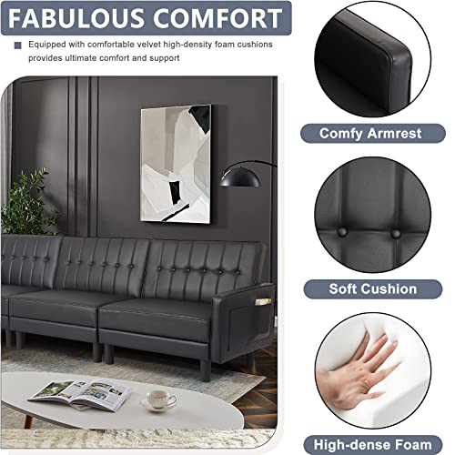 Convertible Futon Sofa Bed with Adjustable Backrest