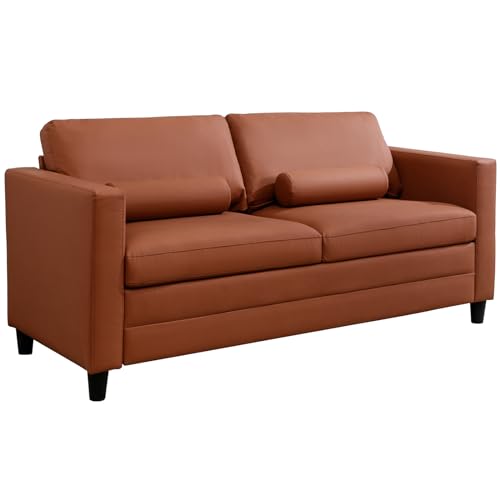 Modern Convertible Queen Sofa Bed in Cognac