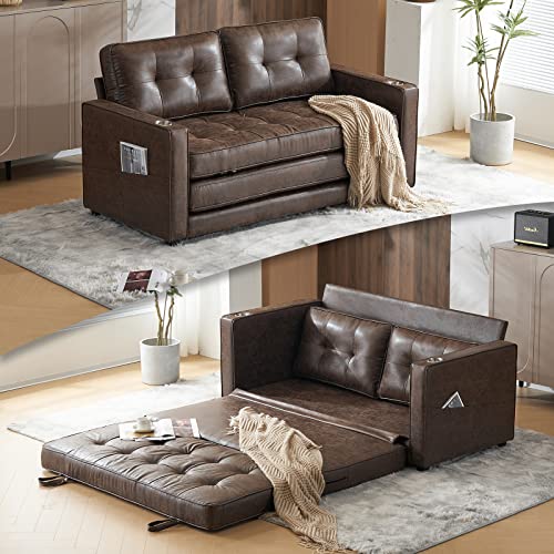 VINGLI 64" Rustic Full Size Futon Sofa Bed
