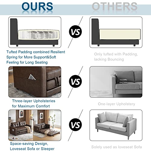 VINGLI 64" Rustic Full Size Futon Sofa Bed