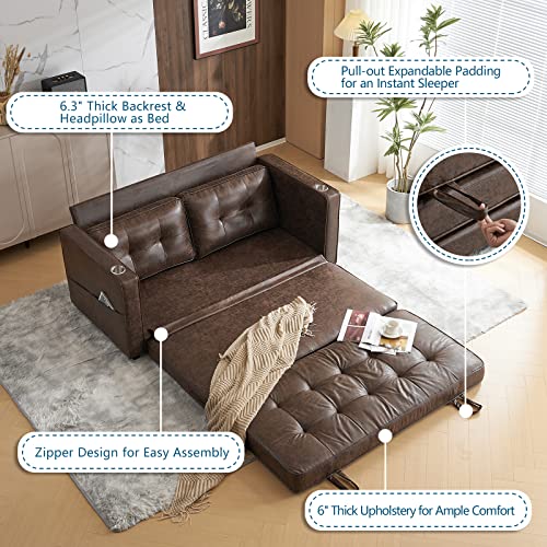 VINGLI 64" Rustic Full Size Futon Sofa Bed
