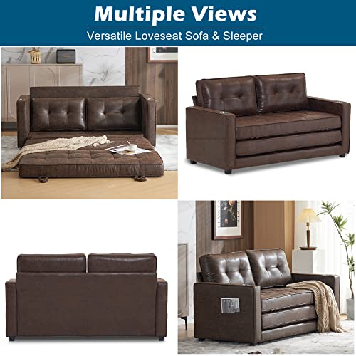 VINGLI 64" Rustic Full Size Futon Sofa Bed