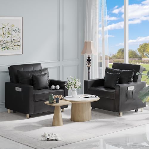 Compact 3-in-1 Sofa Bed Chair in Black
