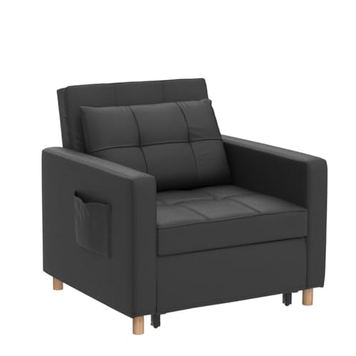 Compact 3-in-1 Sofa Bed Chair in Black
