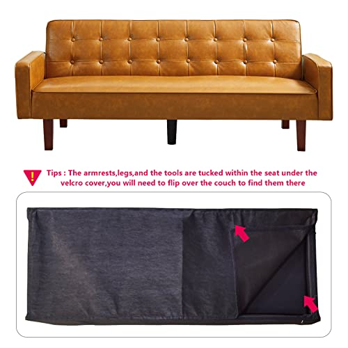 Mikibama Convertible Faux Leather Futon Sofa