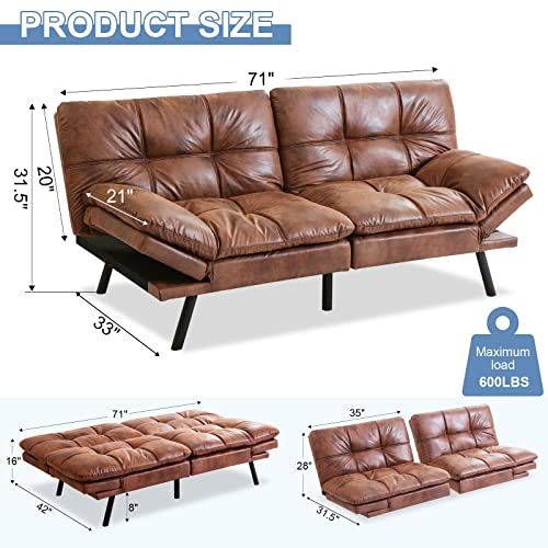 Modern Convertible Memory Foam Futon Sofa Bed