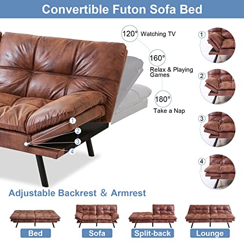 Modern Convertible Memory Foam Futon Sofa Bed