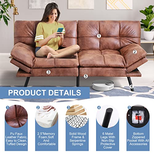 Modern Convertible Memory Foam Futon Sofa Bed