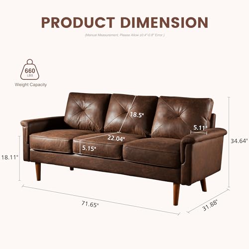 Ovio's 3-Seater Faux Leather Mid-Century Sofa