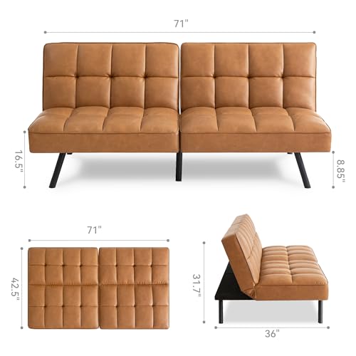 Sofas And Couches - Convertible Faux Leather Futon