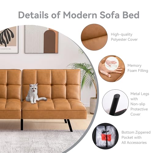 Sofas And Couches - Convertible Faux Leather Futon