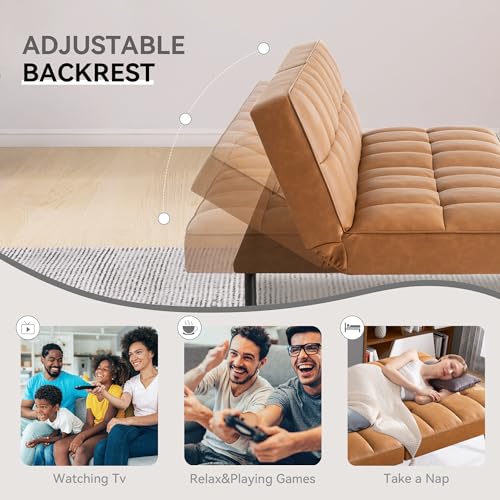 Sofas And Couches - Convertible Faux Leather Futon