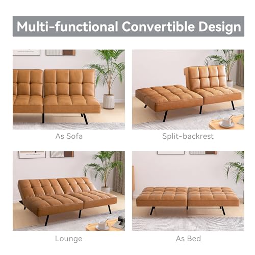 Sofas And Couches - Convertible Faux Leather Futon