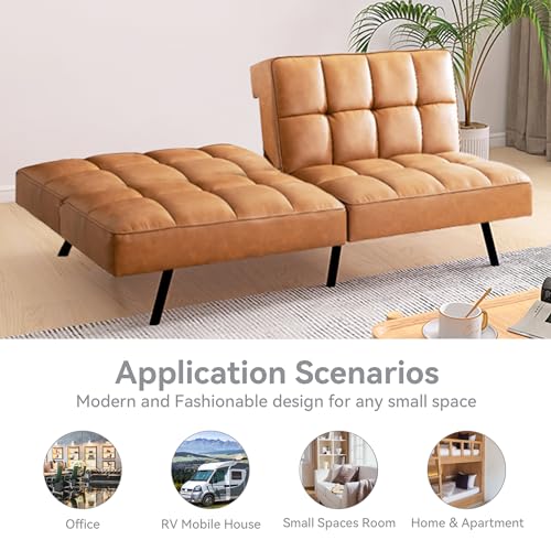 Sofas And Couches - Convertible Faux Leather Futon