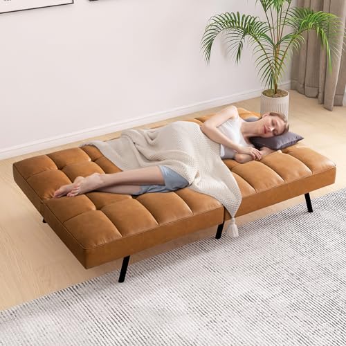 Sofas And Couches - Convertible Faux Leather Futon