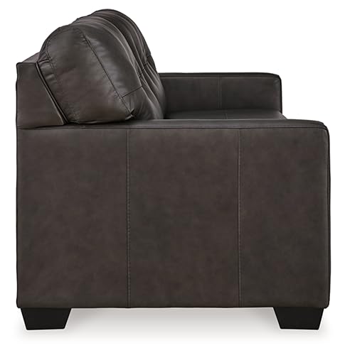 Black Tufted Leather Match Sofa by Ashley