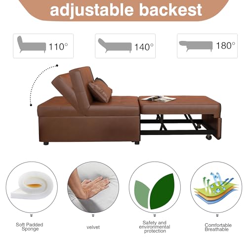 LEVNARY 4-in-1 Convertible Leather Sofa Chair