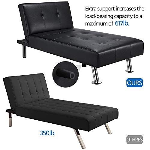 YAHEETECH Convertible Faux Leather Chaise Lounge